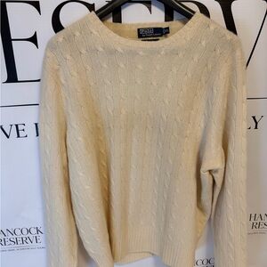 🔥 Polo Ralph Lauren 100% Cashmere Cable Knit Sweater Cream Men’s XXL LuxeClassic